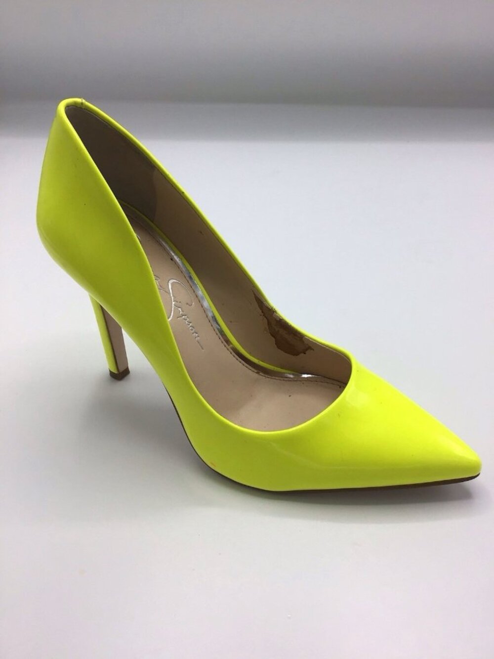 Jessica Simpson Yellow Patent Leather D'Orsay Pointed Toe Pumps 7.M 37